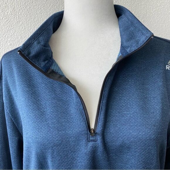 Reebok Men’s One Series Bio Knit ¼ Zip Shirt Blue Athletic Exercise Lightweight - Picture 4 of 14